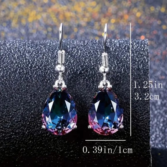 NWT Fashion Dangle Luxury Sparkling Water Drops Colorful Earrings - Picture 6 of 7